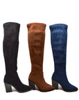 Amsterdam Faux Suede Over The Knee High Heel Boots - Stylish and Versatile