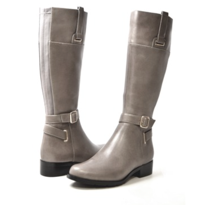 Grey leather riding boots best sale