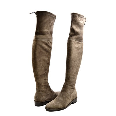 Landers Suede Over The Knee High Heel Boots by SoleMani