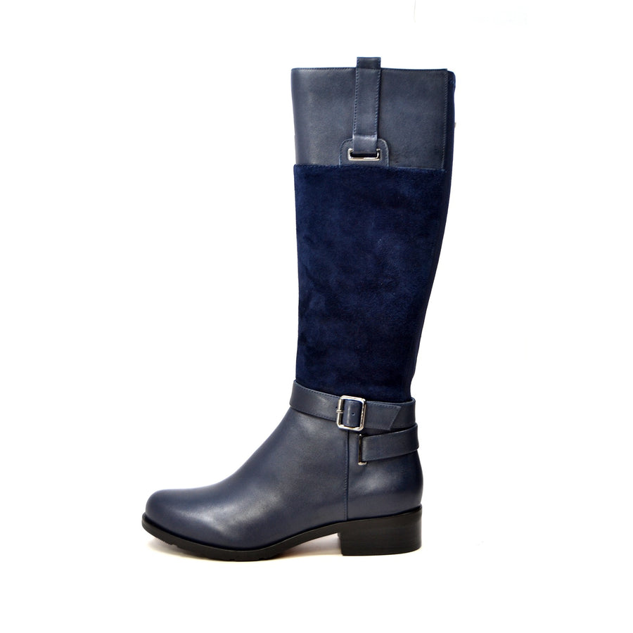 SoleiMani Gabi Leather & Suede Narrow Calf Riding Boots – Slim Calf Boots