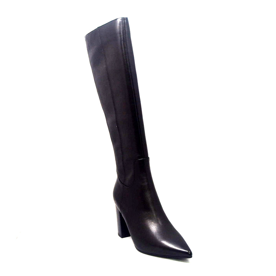 SoleiMani Barcelona Narrow Calf Dress & Casual Heel Boots 9 / Black Leather / Extra Slim